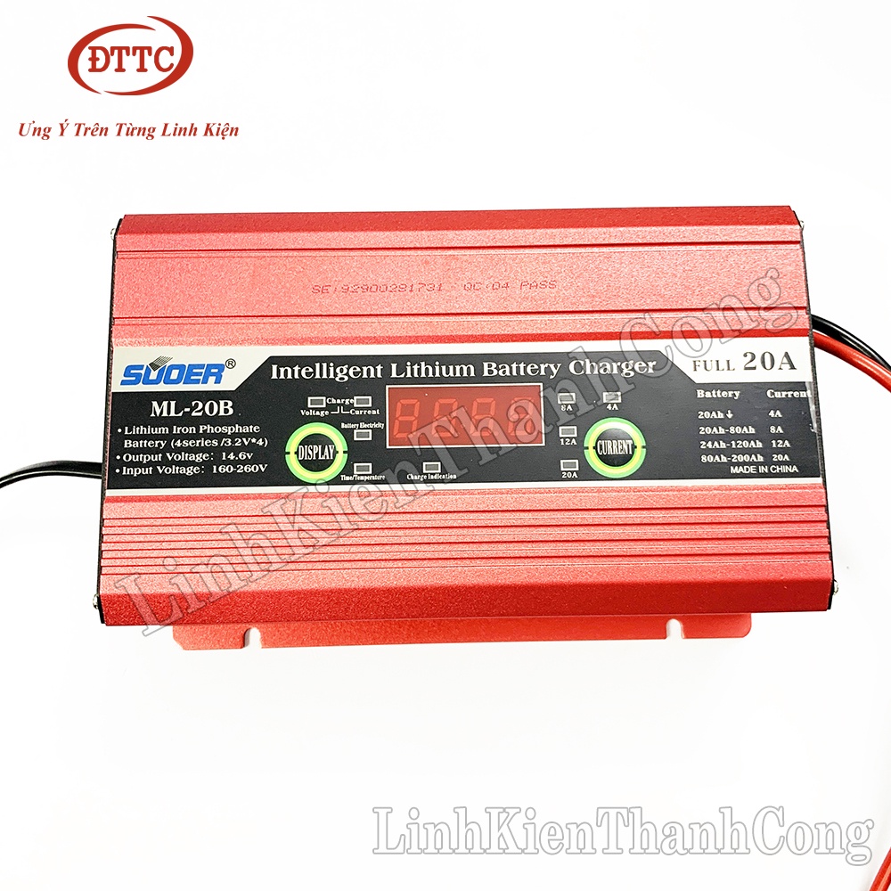 Bộ Sạc Pin Sắt LiFePO4 4S 14.6V 20A ML-20B SUOER (Chính Hãng)