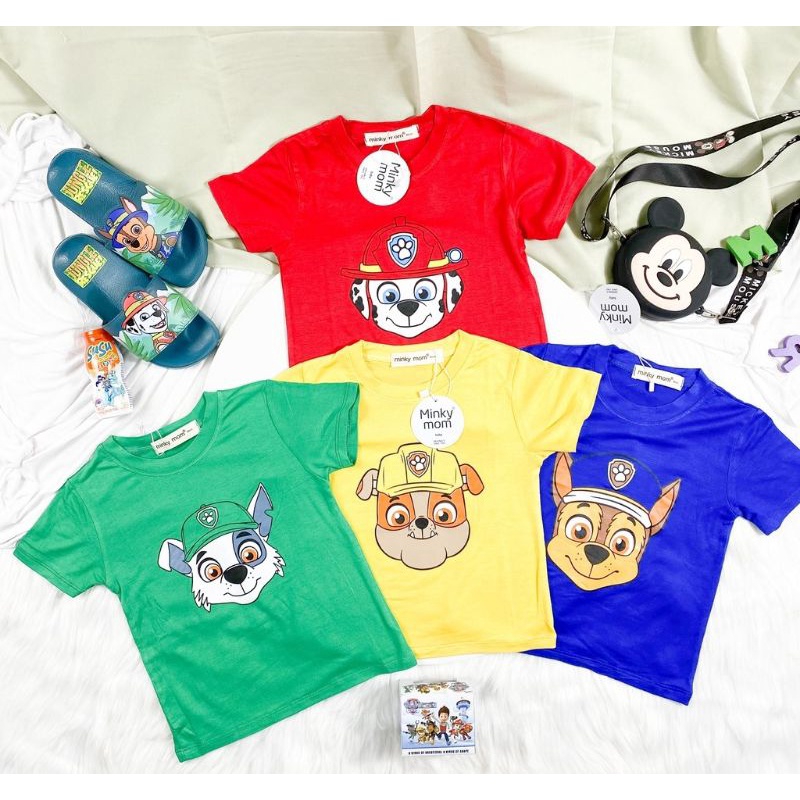 Đồ Bộ Ngắn Tay MINKY MOM In Hình đội Chó Cứu Hộ Paw Patrol Cho Bé