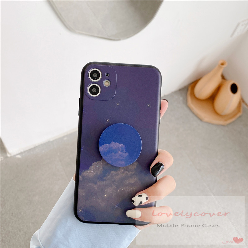 IPHONE ROMANCE POP SOCKET Ốp Lưng Họa Tiết Trăng Sao Dễ Thương Có Giá Đỡ Cho Iphone 11 11pro Max 6 6s 7 8 Plus X Xr Xs Max Se