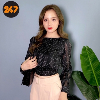Áo croptop Buộc Nơ Sau Lụa Voan