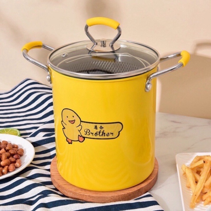 Nồi Chiên Ngập Dầu Vịt Vàng Kèm Giỏ Inox Sử Dụng Được Tất Cả Các Loại Bếp