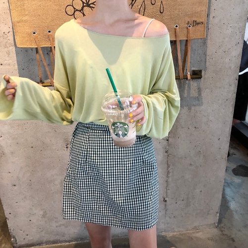 SUXI Áo thun tay dài màu trơn phong cách Hàn Quốc cho nữ