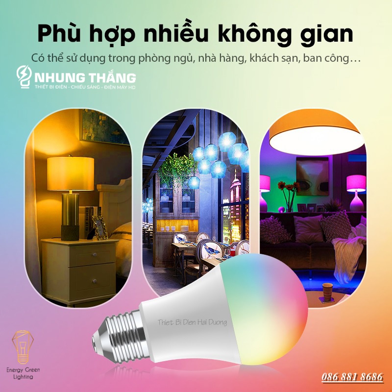 Đèn Led Tik Tok A60K Đổi Màu - 16 Triệu Màu Quay Tik Tok - Có Điều Khiển - Tăng Giảm Ánh Sáng - Đui E27
