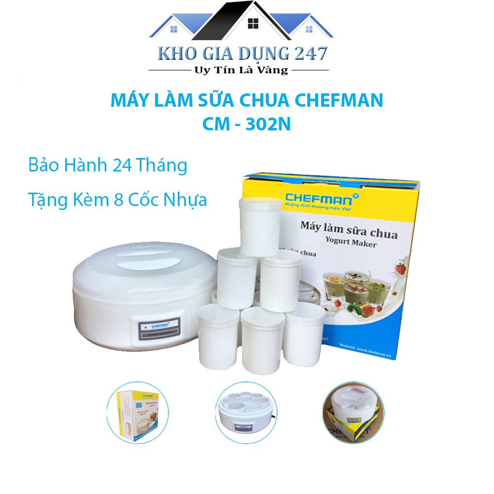 Máy Làm Sữa Chua Chefman 8 Cốc Nhựa Cao Cấp - Giúp Làm Sữa Chua Ngon - An Toàn Cho Sức Khỏe