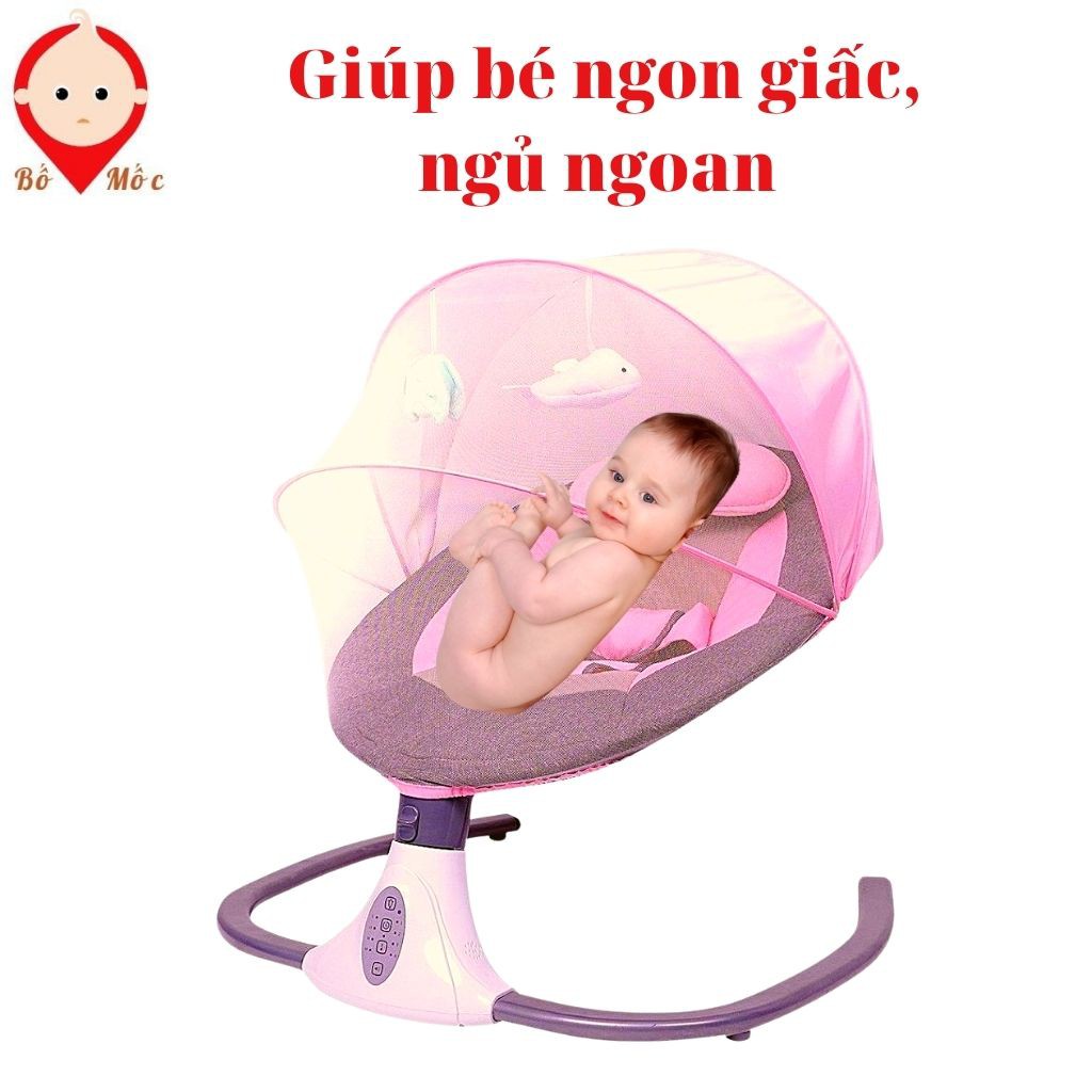 Nôi Điện Ru Ngủ Tự Rung Có Điều Khiển Cho Bé Nằm Ngoan Không Quấy Khóc - Shop Bố Mốc