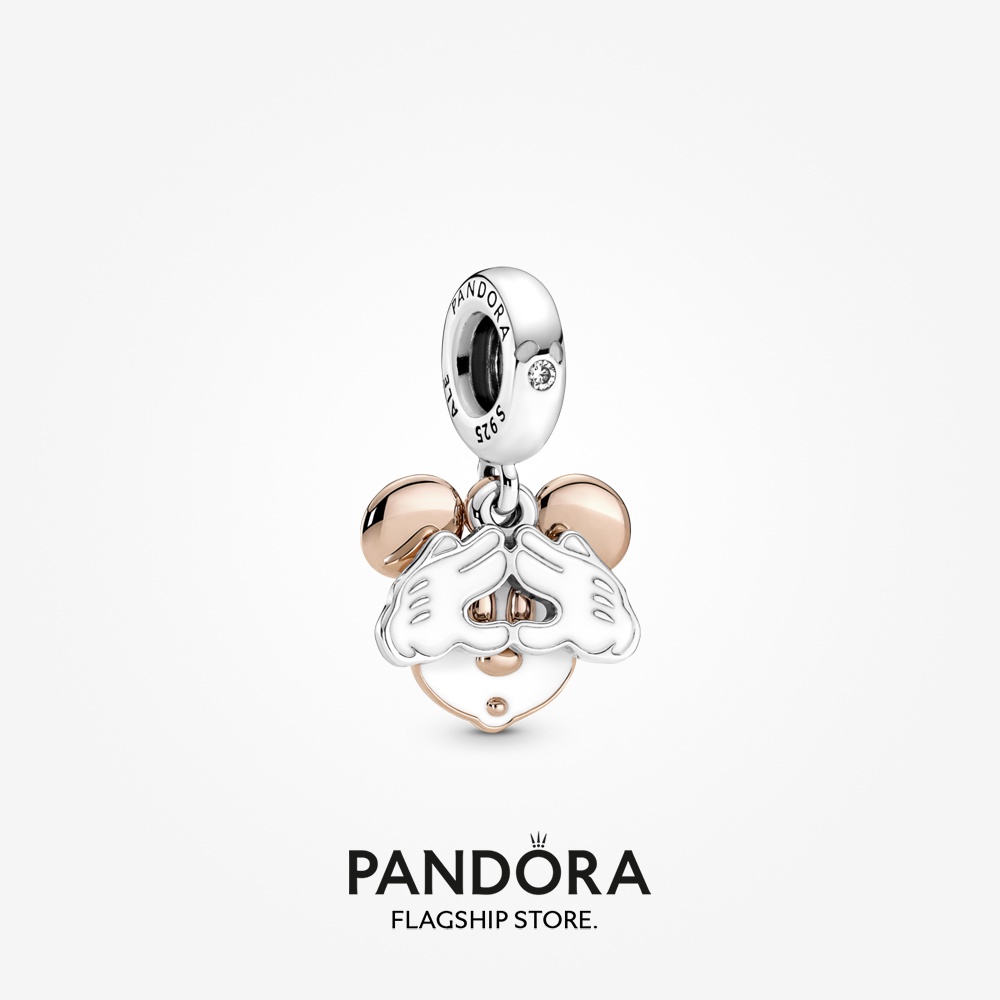 PANDORA DISNEY Bông Tai Mạ Vàng Hồng 14K Hình Chuột Mickey Xinh Xắn