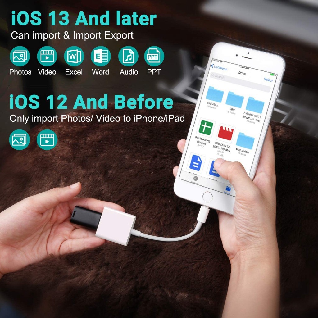 Dây cáp OTG chuyển đổi Lightning sang USB DGT dành cho iPad iPhone máy ảnh bàn phím tính