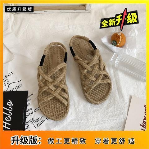 Dép đế xuồng Giày Đan Rơm Thắt Dây Phong Cách La Mã Thời Trang Mùa Hè Hàng Mới Dành Cho Học Sinh