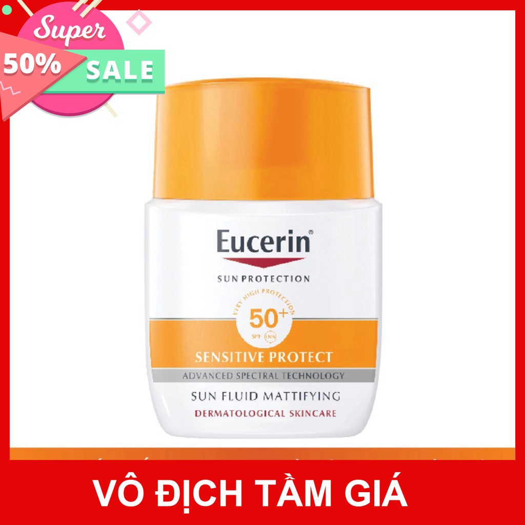 [CHÍNH HÃNG] Kem chống nắng Eucerin dành cho mọi loại da Eucerin Sun Fluid Mattifying Sensitive Protect SPF50+ 50ml