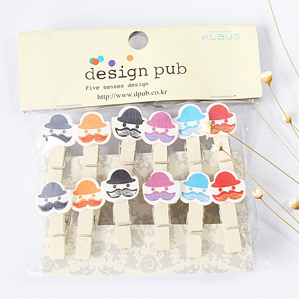 Kẹp gỗ kẹp ảnh mini hình chiếc râu, mũ - phụ kiện Handmade