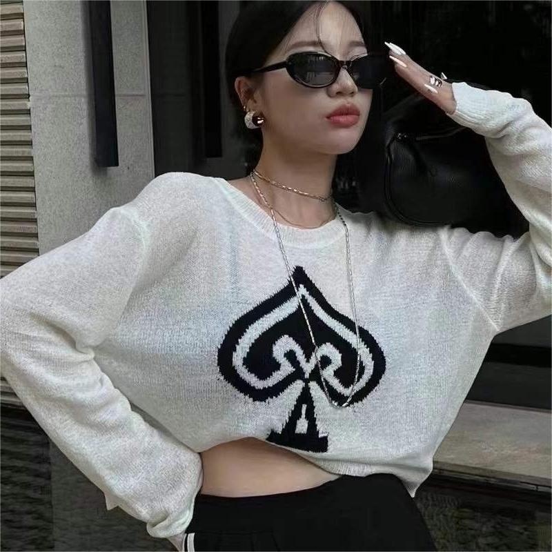 Áo ZHELIHANGFEI dệt kim tay dài lưng cao quyến rũ thời trang xinh xắn cho nữ