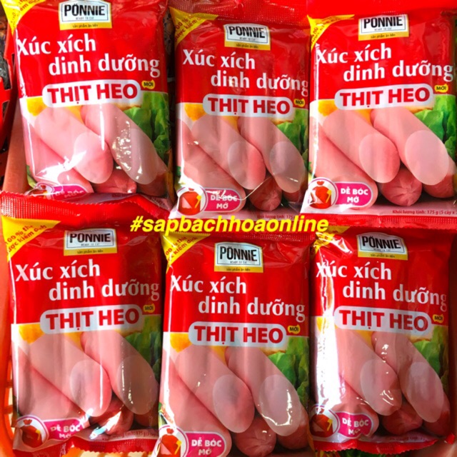 XÚC XÍCH DINH DƯỠNG PONNIE VỊ THỊT HEO 5 CÂY/ TÚI 175G