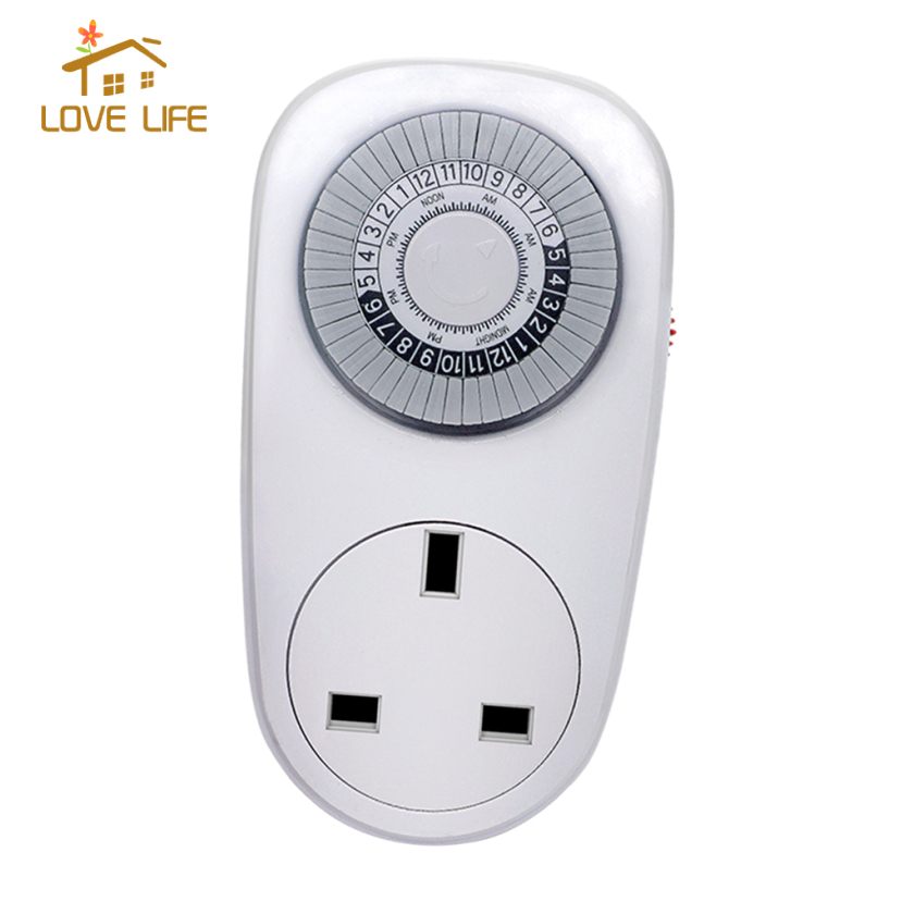 [whfashion]7 Days Daily 24H Mechanical Control Light Outlet Timer Home Interval Clock Wall Plate UK Plug In