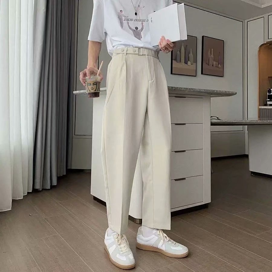 Quần dài ống rộng phong cách quần vải cạp cao Hàn Quốc thời trang baggy quần đen cho nam unisex karik simple trousers thẳng