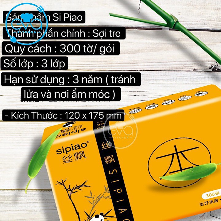 Combo 2 Gói Giấy Ăn Gấu Trúc Dai Mịn Sipiao Gói 300