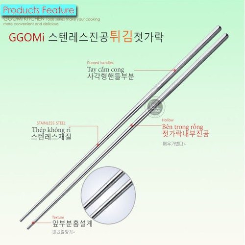 Đũa inox xào nấu 36 cm GGomi Hàn Quốc