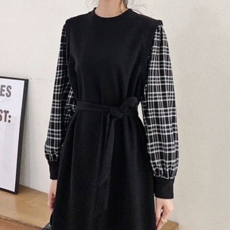 Đầm nữ Perty giả hai lớp lót nhung phong cách Hàn Quốc thời trang