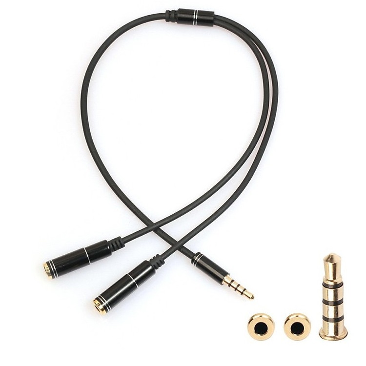 Dây Chia Jack Loa Chuẩn 3.5mm Từ 1 ra 2 Đầu Mạ Vàng Cho 2 Loa Hoặc 2 Tai Nghe ( 4 khấc)