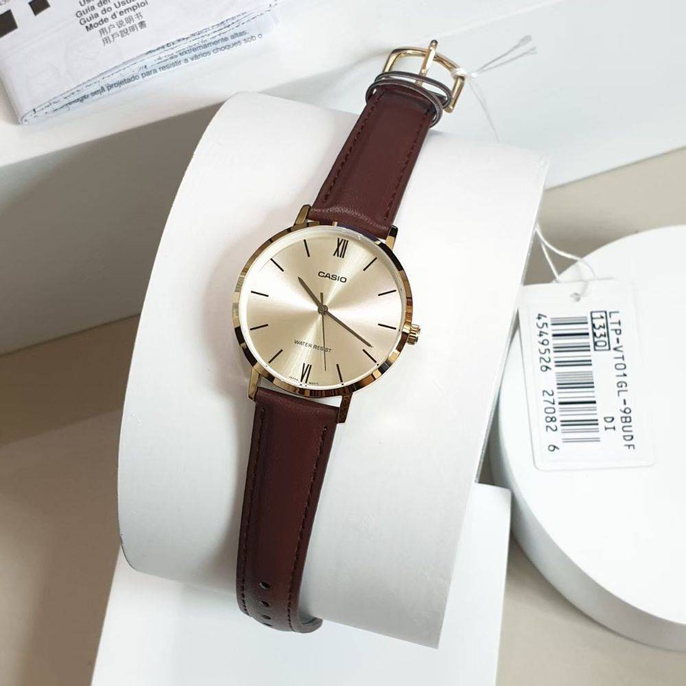Đồng hồ nữ dây da Casio Anh Khuê LTP-VT01GL-9BUDF