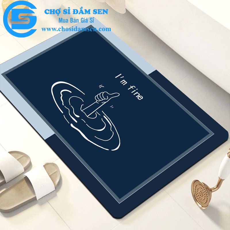 Thảm nhà tắm hình chữ nhật, thảm chùi chân chống trượt nhanh khô, thảm chân decor nhà tắm, nhà bếp ThamNTHCN