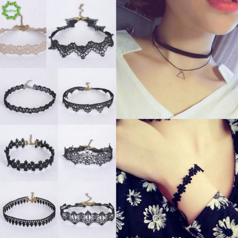 Vòng cổ choker làm bằng vải ren họa tiết hoa phong cách thời trang retro dành cho phái đẹp