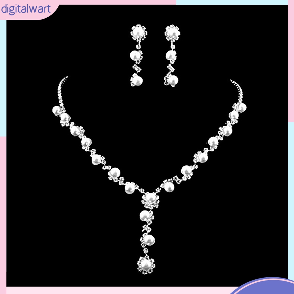 Bộ trang sức hợp kim dạng dây dài đính ngọc trai giả sang trọng