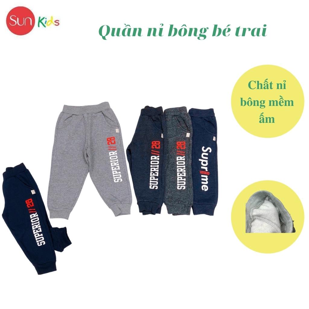 Quần dài bé trai, quần nỉ bông cho bé chất dày ấm, nhiều mẫu, size 1-8T- SUNKIDS