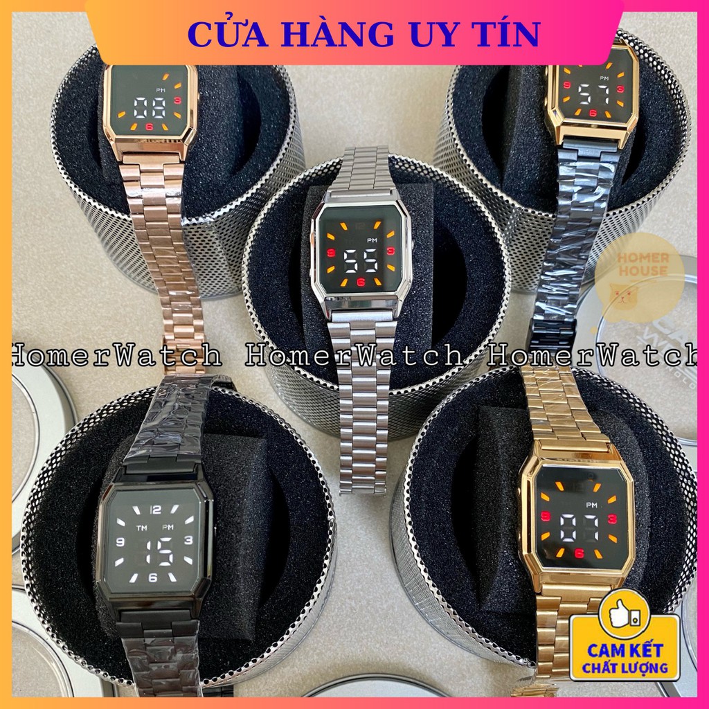 Đồng Hồ Nữ, Nam Unisex AQ-230 LED Cảm Ứng Mặt Chữ Nhật Phong Cách Retro Sang Trọng Thanh Lịch