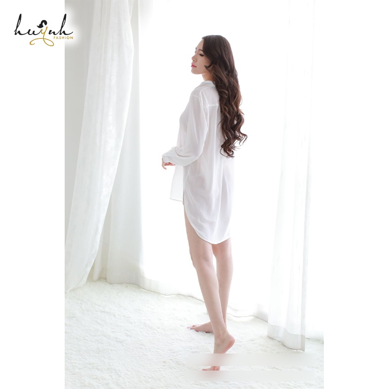 Áo Sơ Mi Ngủ Voan Dài Tay Quyến Rũ - N92