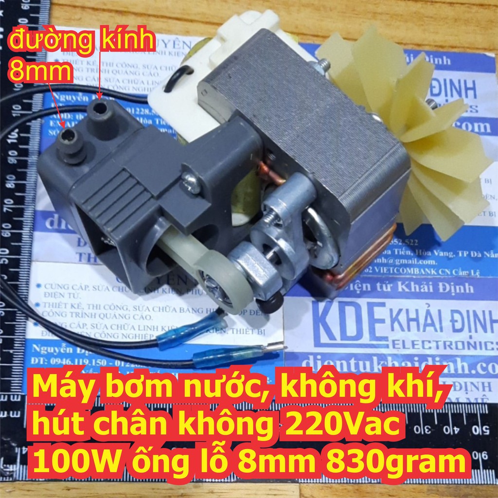 Máy bơm nước, không khí, hút chân không 220Vac 100W 830gram ống lỗ 8mm kde7412