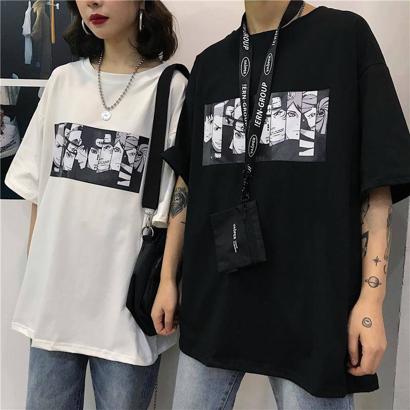 Áo thun tay ngắn in họa tiết anime Naruto team Akatsuki thời trang cá tính