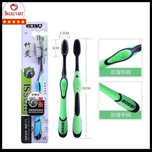 Bàn Chải Đánh Răng Than Tre Hoạt Tính Bossi Hàn Quốc Cấu Trúc Lông 2 Tầng Mềm Mịn Kháng Khuẩn