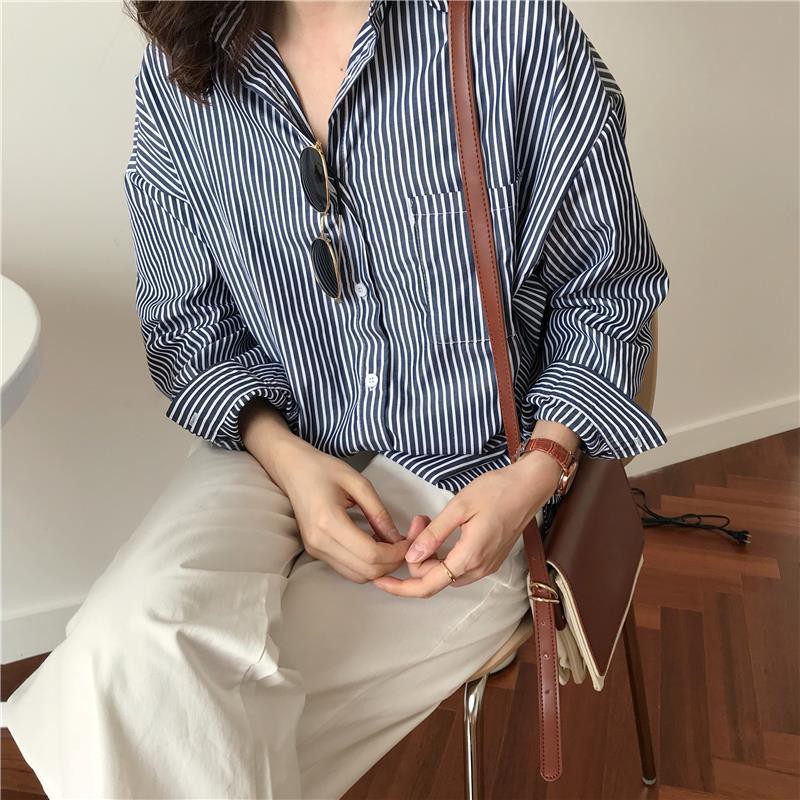 PinkyLaHouse - Áo sơmi sọc xanh