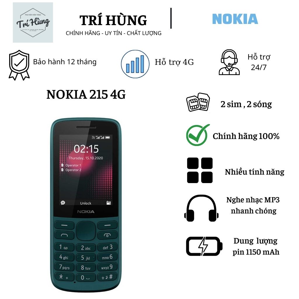 Điện thoại Nokia bàn phím 215 4G hàng mới chính hãng