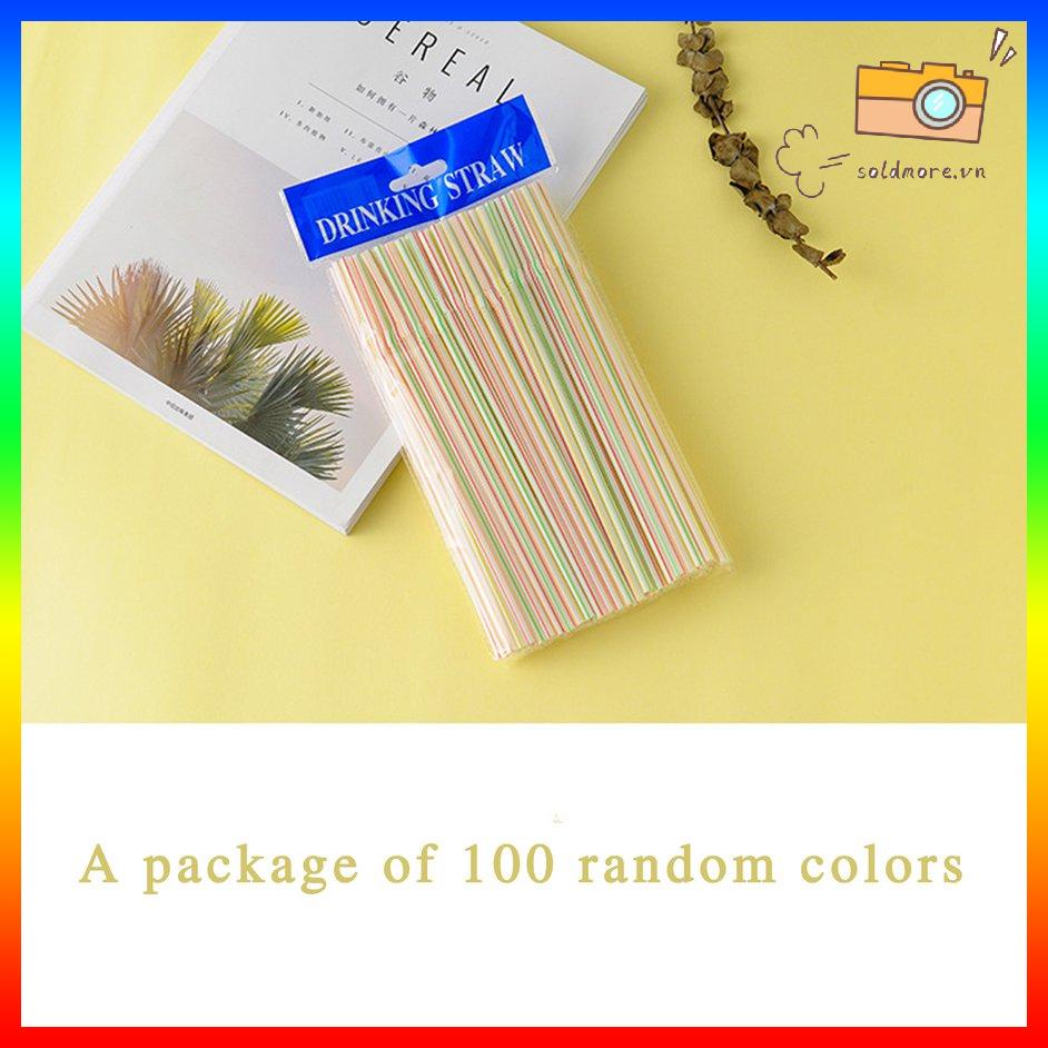 Set 100 ống hút 8 inch nhiều màu sắc dùng một lần tiện dụng