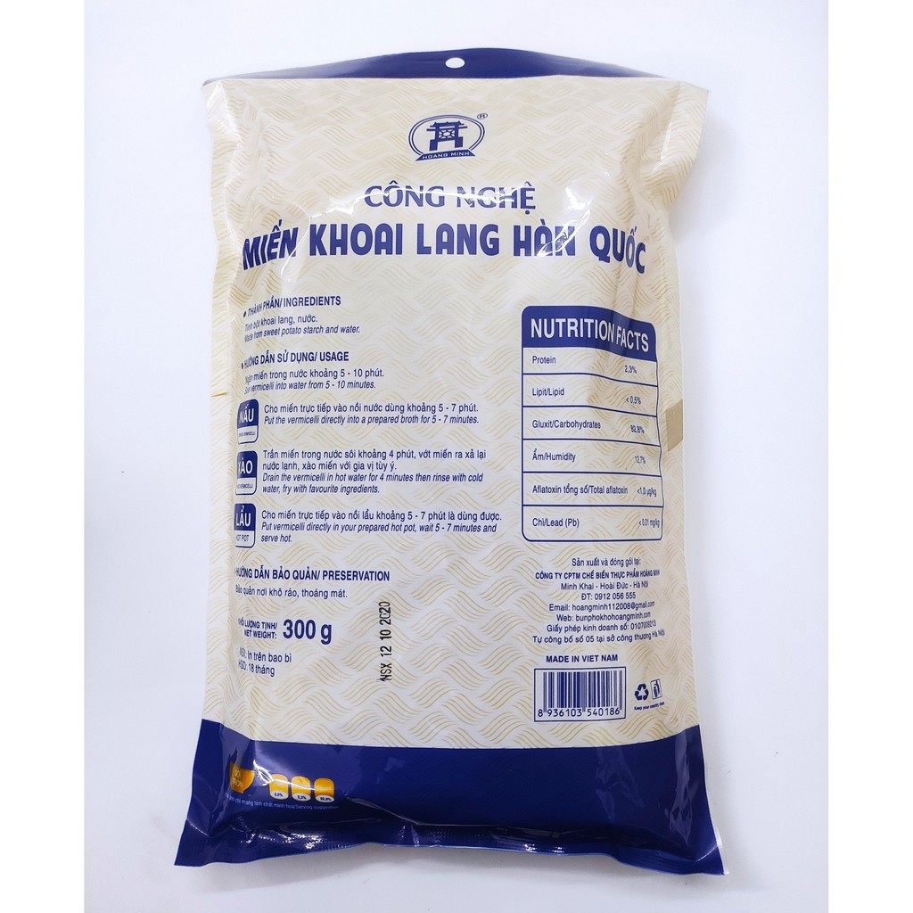 [FREESHIP] Miến khoai lang HOÀNG MINH 500Gr 300Gr ❤️ công nghệ hàn quốc cao cấp thành phần tự nhiên không chất bảo quản