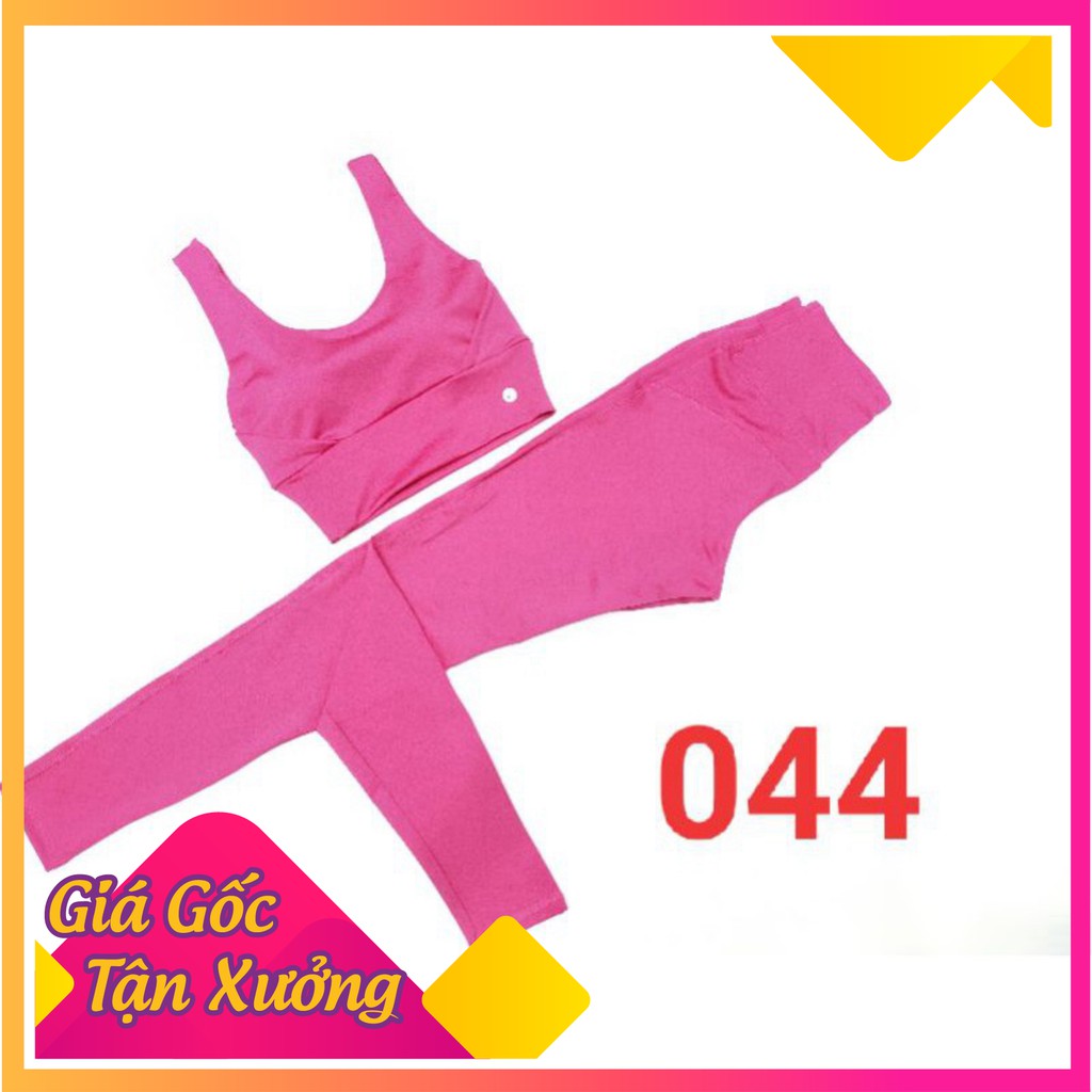 Set tập gym cổ vuông 044, bộ quần áo tập yoga gồm áo croptop và quần dài chất liệu co giãn 044