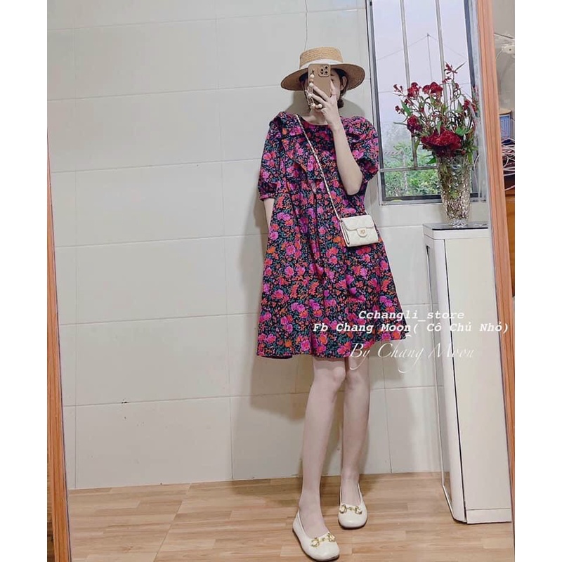 Đầm suông hoa bèo tươi mát