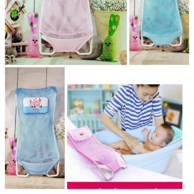 Giường lưới tắm kèm gối tiện lợi cho bé