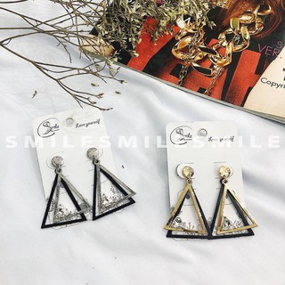 Khuyên tai tam giác kép gắn đá - P349/350