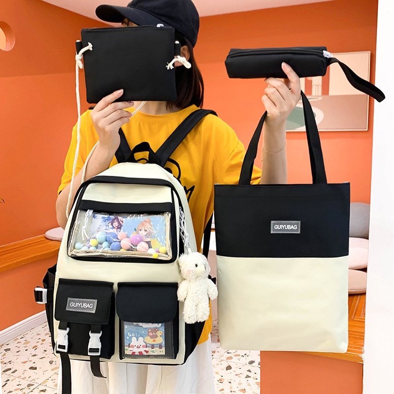 BALO 4 MÓN THỜI TRANG NAM NỮ ĐI HỌC - GUIYUBAG MICA HỘP