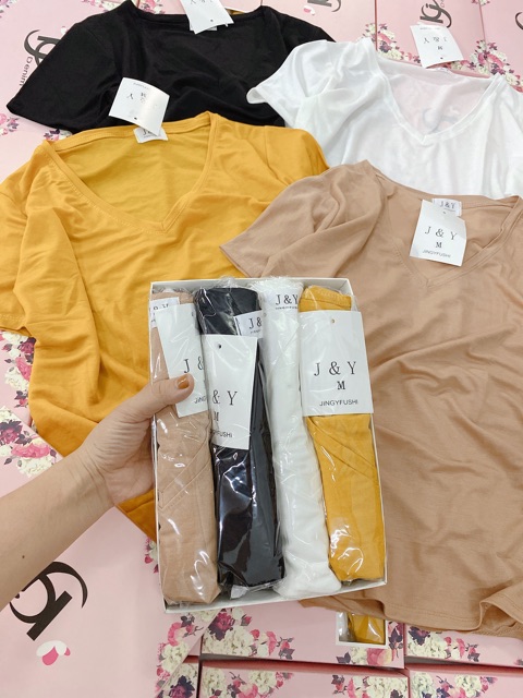HỘP 4 ÁO PHÔNG GIẤY CỔ TIM SIÊU HOT NỮ A04 | BigBuy360 - bigbuy360.vn