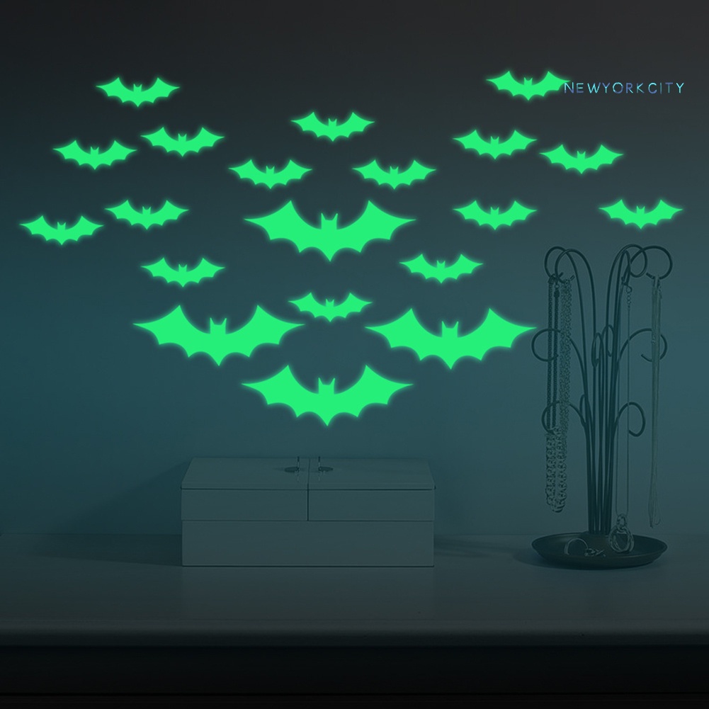 Miếng Dán Tường Dạ Quang Họa Tiết Con Dơi Halloween Trang Trí Nội Thất