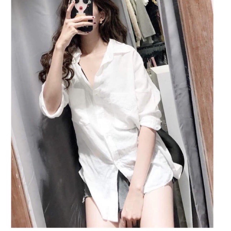 [Mã WASKT410K giảm 10K đơn 50K] áo sơ mi đũi trắng 2 túi hộp dáng rộng siêu hot | BigBuy360 - bigbuy360.vn