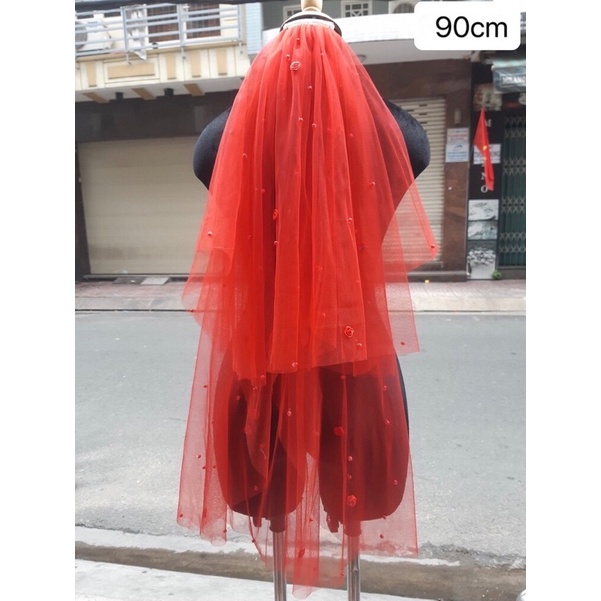 voan cô dâu màu đỏ lúp cô dâu