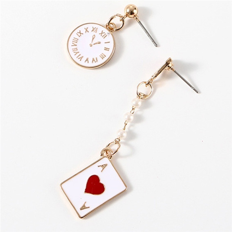 Hoa Tai Dáng Dài Mặt Đồng Hồ Thẻ Bài Sáng Tạo