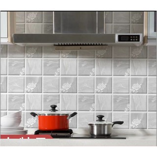 DECAL 1M dán bếp tráng nhôm cách nhiệt khổ 60CM - HOA HỒNG VUÔNG XÁM OKK035