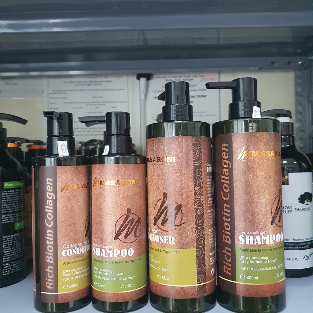 DÂÙ GỘI VÀ XẢ MASARONI RICH BIOTIN COLLAGEN SIÊU MỀM MƯỢT TÓC HƯƠNG THƠM QUÝ PHÁI CẶP 500ml - 800ML HÀNG HIỆU CHÍNH HÃNG