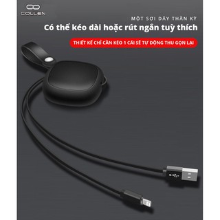 Dây sạc nhanh iPhone - Collen - dạng rút cuộn - sạc nhanh - thời trang