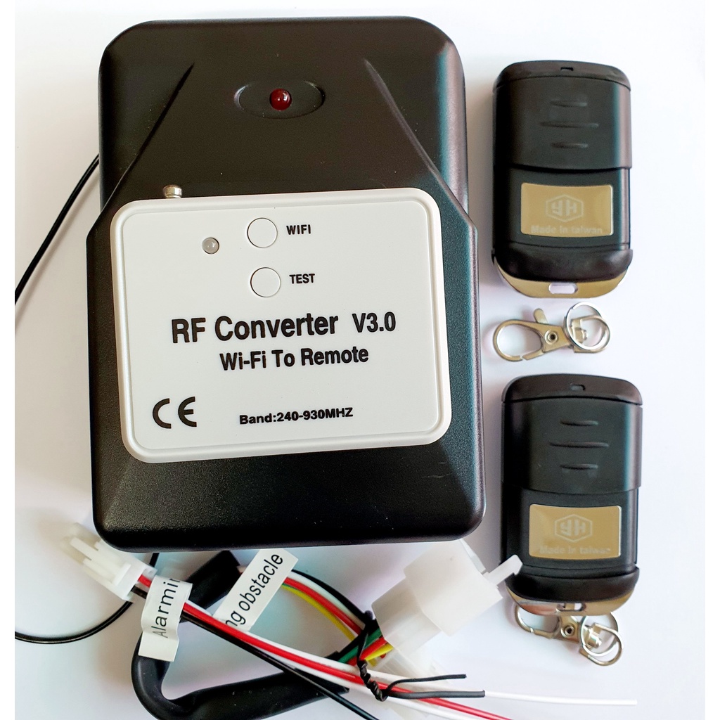 Bộ điều khiển cửa cuốn bằng điện thoại qua wifi kèm 2 tay điều khiển từ xa, dây nối mô tơ, dây còi, dây tự dừng...